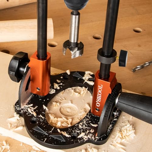 O'SKOOL Portable Multi-Angle Drill Guide, 60 Degree Adjustable Stand | Angle Scale, 1/2" Keyless Metal Chuck, 3/8" Hex Shank, Depth Stop Ring, For Flat And Round Workpieces,DAB014
