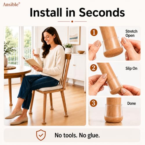 Ansible 36Pcs Chair Leg Floor Protectors for Hardwood Floors, Silicone Caps - size: X-Small