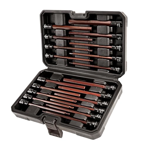 VANQUISH 20-Piece Extra Long Hex Bit Socket Set 3/8 Inch Drive