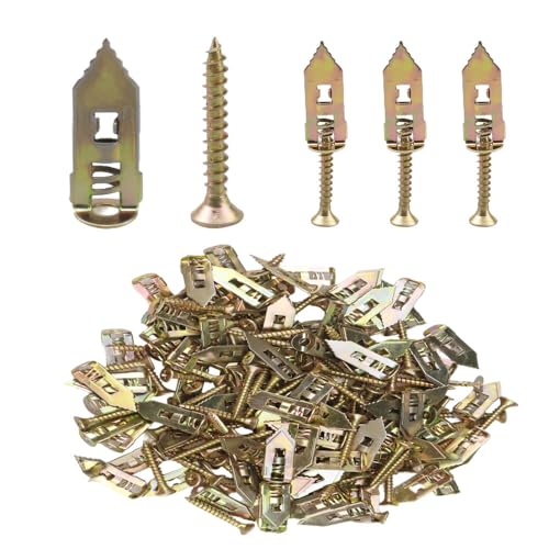 200 Pcs Self Drilling Drywall Anchors and Screws Kit，No Drill Or Holes in Wall, Wall Anchor for Hanging TV Shelf Straps Cabinet (100pcs0.47 x 1.18Inch,100pcs0.47 x 1.57 Inch)