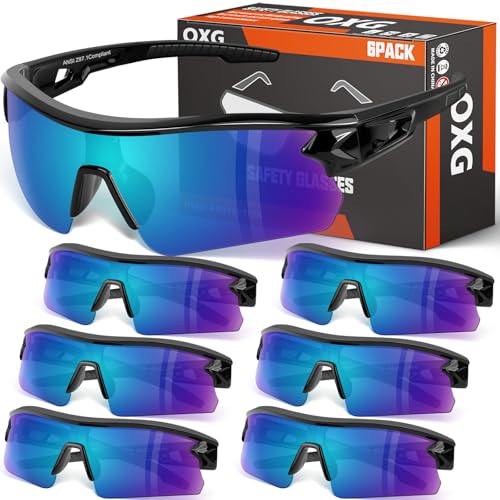 OXG Work Safety Glasses for Men Women, ANSI Z87.1 UV Protection - color: 6p-multicolor