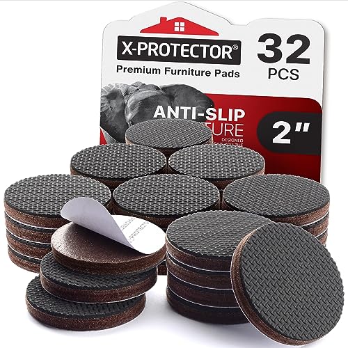X-Protector Non Slip Furniture Pads for Hardwood Floors 32 PCS 2” - size: 32 Round 2"