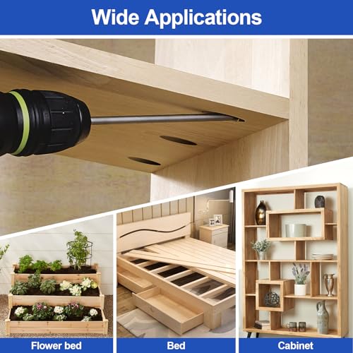 #8 Pocket Hole Screws 1-1/4 Inch, 100Pcs Coarse Thread Wood Screws, Square Drive, Washer Head, 4-Layer Coating, Drive Bit Included (Blue) - color: Blue, size: #8 x 1-1/4"