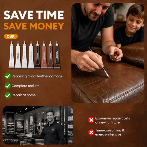 Leather Repair Kit for Furniture, Vinyl Repair Kit to Match Any Brown Color - color: Brown