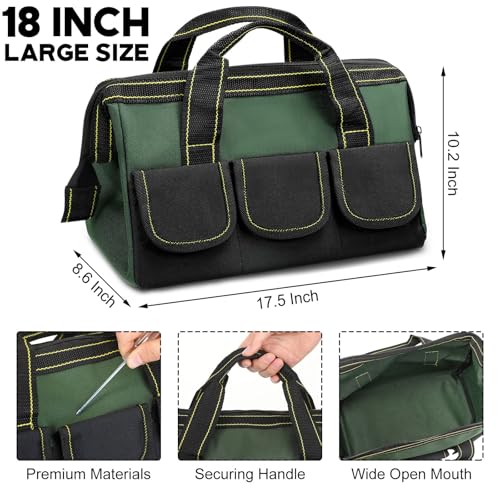 Sanwuta 3 Pack 18 Inch Tool Bags, Classic, Red, Army Green, Blue - color: Red, Army Green, Blue, size: 18 Inch, style: Classic