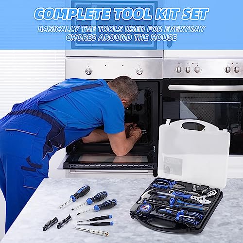 URASISTO Tool Kit 46-Piece, Household Basic Complete Hand Repair portable Tool Set with Plastic Toolbox Storage Case - size: 46 Piece