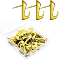 Hotop 30 Pcs Push Pin Hooks 20 Lbs Picture Hanger, Gold - color: Gold