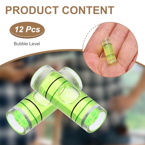 HARFINGTON 12pcs Mini Cylindrical Bubble Spirit Level Vials 9x25mm - size: 9x25mm