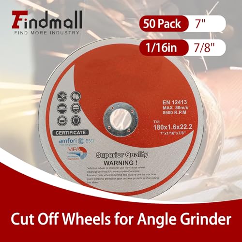 50 Pack 7"x1/16"x7/8" Cut-Off Wheel - Metal & Stainless Steel Cutting Discs - size: 50pcs 7"*1/16"*7/8"