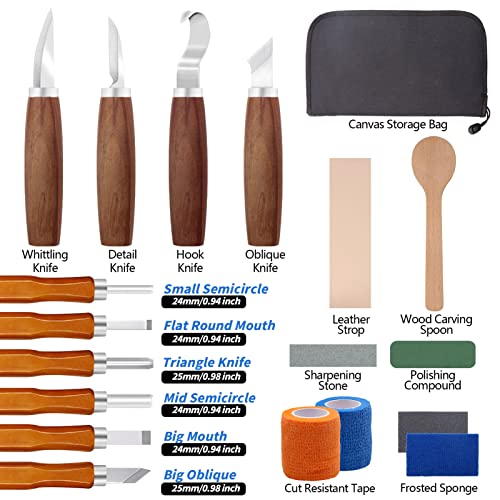 VIBRATITE Wood Carving Kit, 19 PCS Wood Carving Tools for Beginners - color: 19PCS
