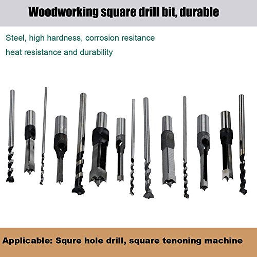 Square Hole Drill Bit, Steel Hardness Sharp Mortising Chisel Set 1/2-Inch, 1/4-Inch, 3/4inch, 3/8-Inch, 5/8-Inch, 5/16-Inch, 9/16-Inch Woodworking Mortiser Drill Bit-7pcs - size: 1/4-Inch - 3/4-Inch