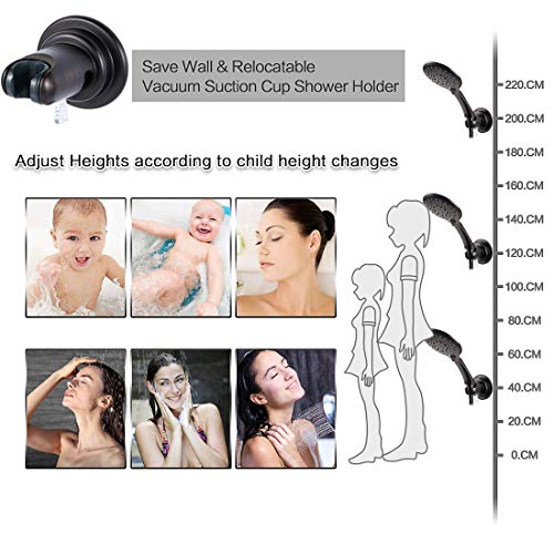 JiePai Suction Cup Shower Head Holder-Adjustable,Oil Rubbed Bronze | 20° adjustable angle,Removable,No-drill wall mount,fits 3/4 handheld,Works on tile glass metal,For bathroom/RV - color: Adjustable Holder-Oil Rubbed Bronze