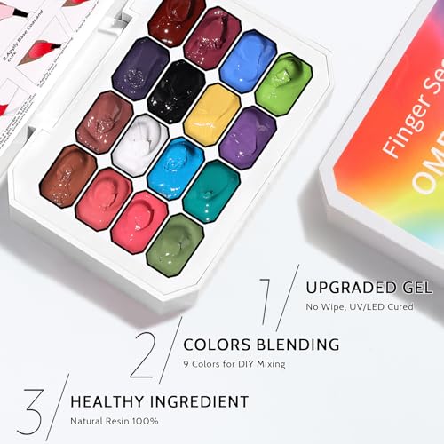 Ombre Gel Polish Palette,16Colors Pat Gel Paint Nail Art Kit Sponge Patting - color: 16 Colors B