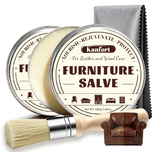 Leather & Furniture Repair Salve 2 Pack, Furniture Salve with Brush for Leather Wood, Leather Conditioner Help Prevent Cracking or Fading - size: 2 Pack