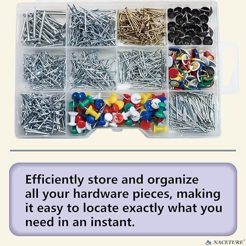 1000 Pcs Wall Nail Assortment Kit - Includes Push Pins for Bulletin Board, Classic Nails, Retro-Style Nails, and Thumb Tacks - Perfect for Wall Hanging, Art Display, and Home DIY Projects - style: 1000 Pcs Wall Nail Assortment Kit