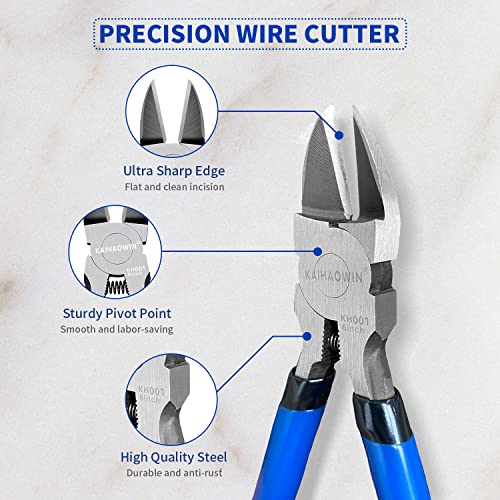 Wire Cutters 6 Pack, KAIHAOWIN 6 inch Dikes Small Wire Cutters Flush Cutters Wire Snips Clippers Diagonal Cutters Side Cutters Cutting Pliers for Crafting - size: 6 inch