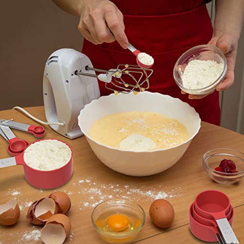 Measuring Cups & Spoons Set, Stackable Cups and Spoons - color: Red