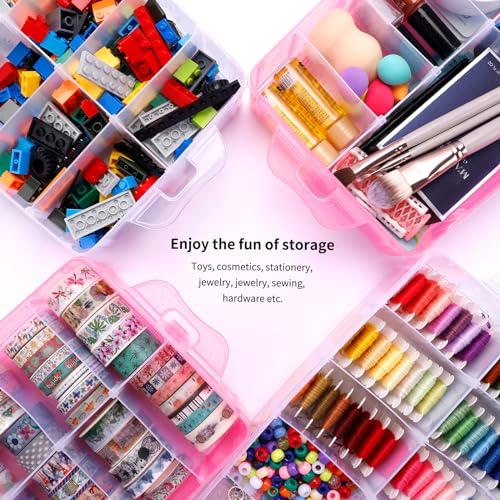 Bead Organizer 3 tier 30 grid Stackable Craft Hair Tackle Storage Pink - size: 3-Tier Pink