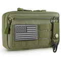 FRTKK Tactical Molle Admin Pouch Utility Laser Cut EDC Tool Pouch Bag Horizontal Modular Pouches Include US Flag Patch and Keychain - color: Army Green