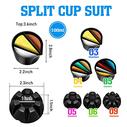 Baderke 6 Pieces Pour Painting Supplies Split Cups for Paint Pouring Acrylic Silicone Resin Flower Acrylic Leaky Fluid Mixing Cups 3/4/5 Channels Dividers Art Accessories Crafts DIY Drawing Tools