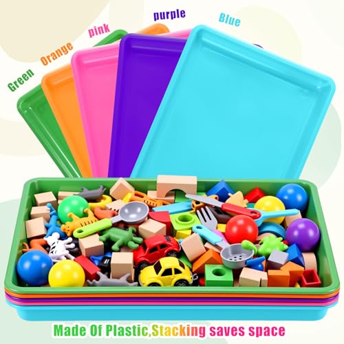 Maitys 15 Pack Plastic Art Trays 12 x 16 Inch Sensory Trays, Vibrant Color - color: Vibrant Color