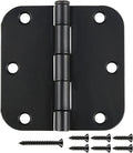 3 Pack Rounded Matte Black Door Hinges 3.5 Inch with 5/8" Radius - color: Matte Black No Squeak, size: 3 Pack