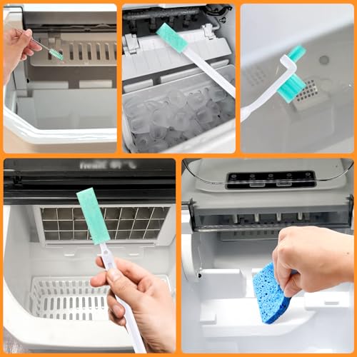 Crevice Cleaning Brush, Small Cleaning Brush Tight Spaces, 10 Pcs Ice Maker Cleaner Tools with Scrub Sponge, Ice Machine Cleaner Brush Sets