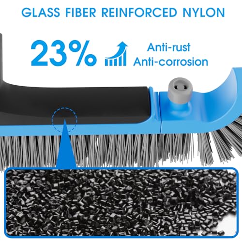 2 in 1 Pool Brush with Pole - 20'' Heavy Duty Swimming Pool Brush & Single Pool Brush Head, 9ft Aluminum Poles, Cleaning Inground & Above Ground Pools - size: 20.2 Inch