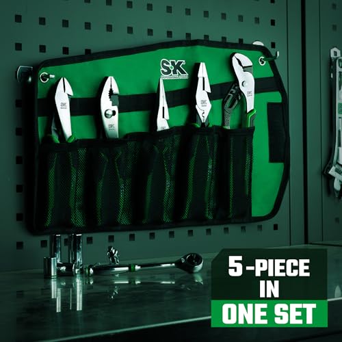 SK 5-Piece Pliers Set, Ergonomic Anti-slip Handle, with Rolling Pouch - style: with Rolling Pouch