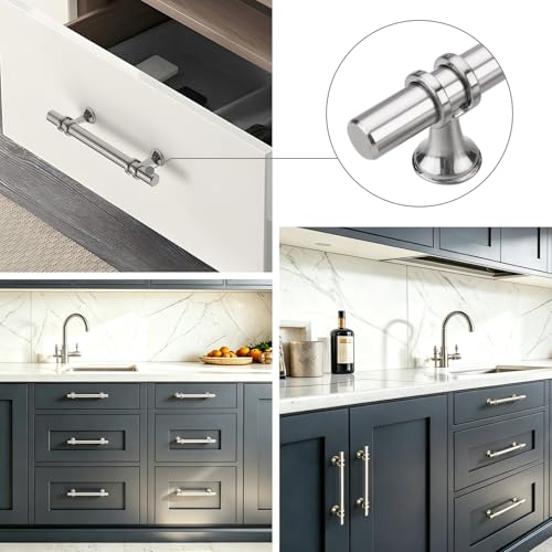 Rergy 10 Pack 3 Inch Hole Center Brushed Nickel Cabinet Pulls Kitchen Pulls - color: Brushed Nickel, size: 3in Hole Center(76mm)