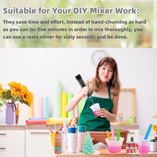 Rechargeable Epoxy Resin Mixer,USB Handheld Electric Resin Mixer for Mixing Epoxy Without Bubbles, Resin Stirrer for Tumblers Epoxy, Resin Molds, Glazes and Paint (Dark Green) - color: Dark Green