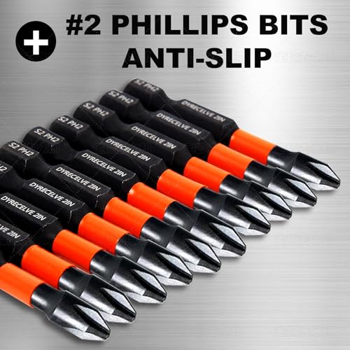 DYRECELVE 10-Piece Phillips Bits #2 Impact, 2-Inch Screwdriver Bits Set - color: 2'' Ph2 10-pcs