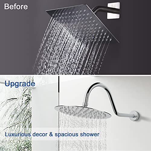 NearMoon Shower Extension Arm with Flange - S Shaped High Arc Gooseneck Long Shower Extender Pipe, Perfect for Rainfall Shower Head - Bathroom Accessory,16 Inch (Chrome Finish) - color: Chrome Finish