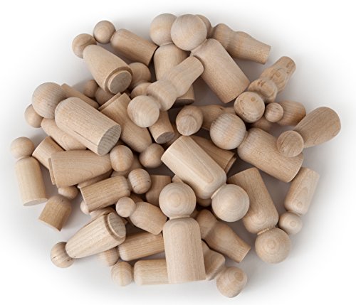 Natural Unfinished Wooden Peg Doll Bodies, Quality People Shapes, Great for Arts and Crafts, Birch and Maple Wood Turnings, Artist Set of 40 in 5 Different Shapes and Sizes (Pack of 2) - size: 40 People In 5 Different Shapes (Pack of 2)