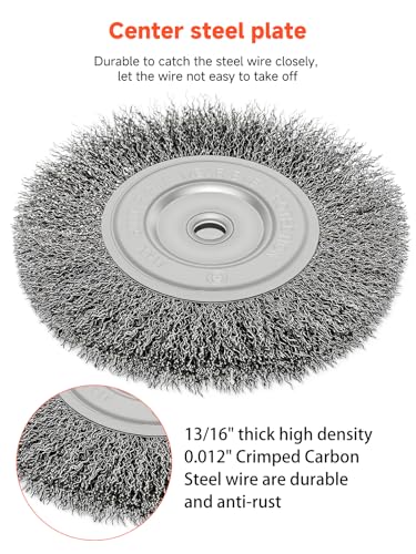 6in Wire Wheel Brush for Bench Grinder, Coarse Crimped Steel Wire 0.012" with 1/2" & 5/8" Arbor for Rust Removal - 2pack - style: 6in 2pcs