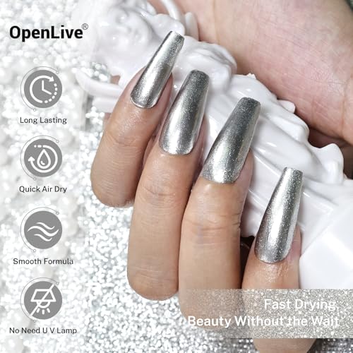 OpenLive 16.5ml Glitter Silver Nail Polish Large Volume - color: Glitter Silver