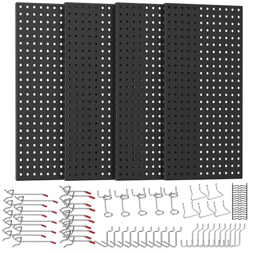 Ultrawall Metal Peg Board Panels with Hooks, Garage Pegboard Tool Organizer - size: 4pack 24"X12"