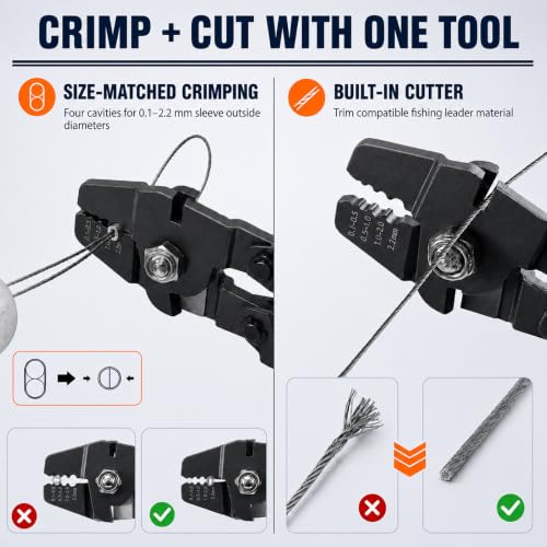 KF CPTEC Fishing Crimping Pliers, 0.1-2.2mm Wire Rope Swager with Cutter
