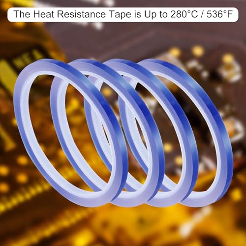 uxcell Blue Heat Tape, 1 Roll 5mmx33m 108ft High Temperature Heat Resistant Tape for Sublimation,Heat Vinyl Press,Heat Transfer, Circuit Board, No Residue - color: Blue, size: 5mmx33m