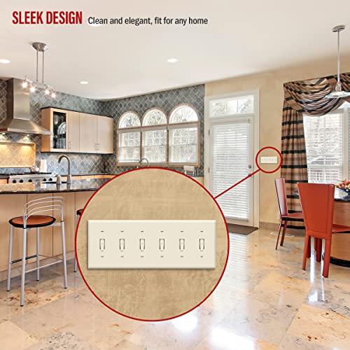 ENERLITES 6-Gang Toggle Light Switch Wall Plate Cover, 1 Pack, Light Almond - color: Light Almond, size: Standard Size