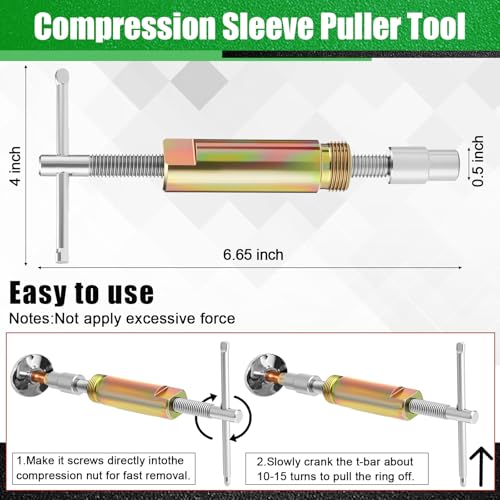 5 Pcs Angle Stop Wrench Kit Plumbing Tool, Compression Sleeve Puller for 1/2" Compression Fitting Ferrule Puller Removal Tool for 1/2" Copper Tubing 4-way Multi-functional Utility Key (Green) - color: Green