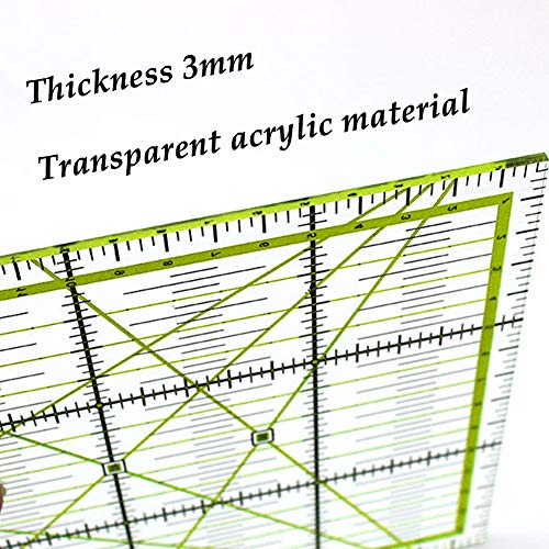 UOOU 12.5 inch Quilting Ruler, Square Quilting Rulers Fabric Cutting Ruler - color: Green-Outsize