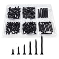 175PCS #8 Drywall Screws, Assorted Wood Screws, Black Wood Screws, Wood Screws Assortment Kit, Flat Head Screws, Screw Assortment, 6 Sizes, (2'', 1-1/2'', 1-1/4'', 1'', 3/4'', 5/8'') - size: #8 175PCS