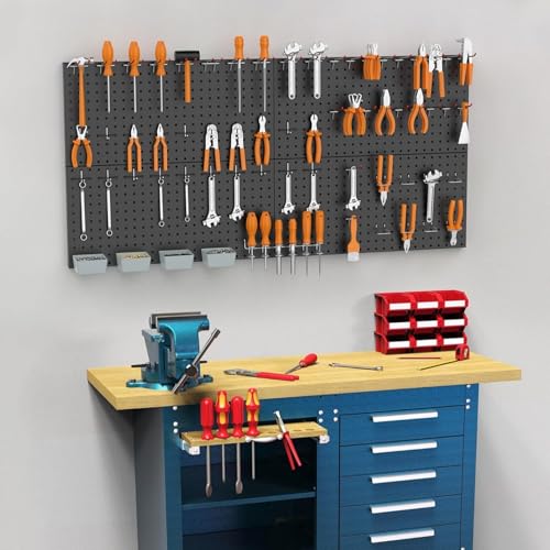 WALMANN 4 PCS 12x24 in Pegboard Panels, 24x48 in Wall Tools Pegboard - color: Black 12"*24", size: 24"*48"