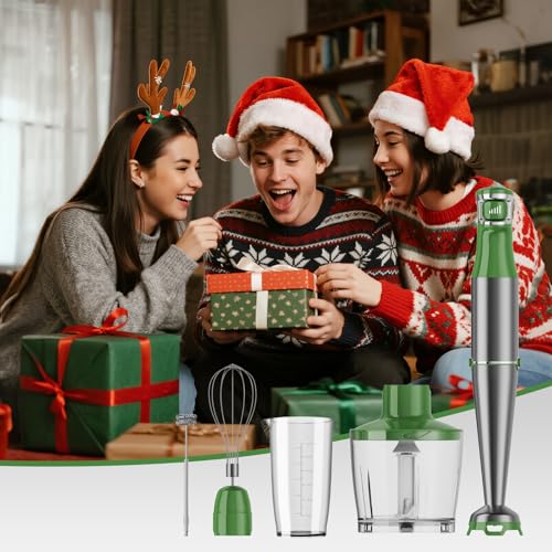 Turelar Immersion Blender Handheld 5 in 1 Hand Blender Set 1100W Heavy Duty - color: Green, size: 5 in 1