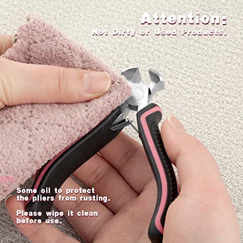 Mini End Cutting Pliers 4 Inches Flush Cut Pliers for Jewelry Making Nail Puller Tool for Carpenter Mini End Nippers for Zipper Install Stops Repair, Pink Tool for Women - style: End Cutting Pliers