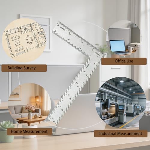 Stainless Steel L Shaped Square Ruler,4 Inch by 6 Inch Precision Framing Square,90 Degree Right Angle Ruler Measuring Tool for Carpenter,Engineer,Woodworker