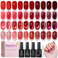 Beetles Red Gel Nail Polish Set, Jelly Glitter Cat Eye Solid Color | 20 Colors Shimmer Magnetic Nail Gel Kit with Base Coat Top Coat Matte Top Coat, LED UV Light Cure Soak Off Nail Art Manicure - color: A-Mixed Finishes | Burgundy Dream