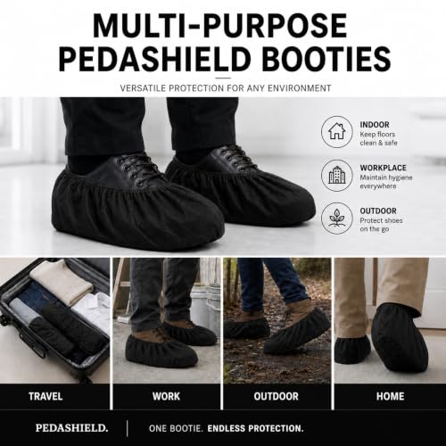 110 Pack Disposable Boot & Shoe Covers, Non-Slip Waterproof, Black - color: Black