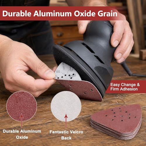 55 PCS Sanding Pads for Black and Decker Mouse Sanders 12 Hole Hook and Loop-60 80 120 150 220 Grit Detail Palm Sand Paper Sanding Sheets